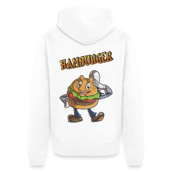 Hamburger - Unisex Premium Bio Zip Hoodie - Weiß - Hinten - Thijin (182cm)
