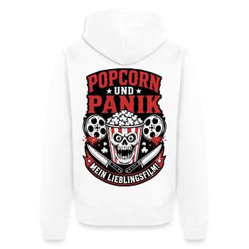 Popcorn und Panik Horror Film Design - Unisex Premium Bio Zip Hoodie - Weiß - Hinten - Thijin (182cm)