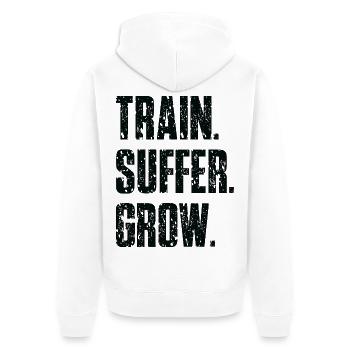 Devise Train Suffer Grow Grunge - Black - Veste à capuche bio Premium Unisexe - blanc - Dos - Thijin (182cm)