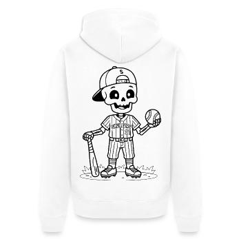 Niedliches Baseball-Skelett Vintage-Halloween-Sportarten - Unisex Premium Bio Zip Hoodie - Weiß - Hinten - Thijin (182cm)