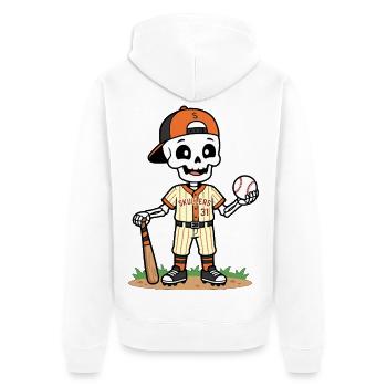 Niedlicher Skelett-Baseballspieler Spooky Halloween - Unisex Premium Bio Zip Hoodie - Weiß - Hinten - Thijin (182cm)