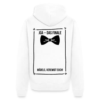 JGA Bräutigam – Mädels Verewigt Euch! - Unisex Premium Bio Zip Hoodie - Weiß - Hinten - Thijin (182cm)