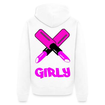 GIRLY Neon Cutout Typography - Unisex Premium Bio Zip Hoodie - Weiß - Hinten - Thijin (182cm)