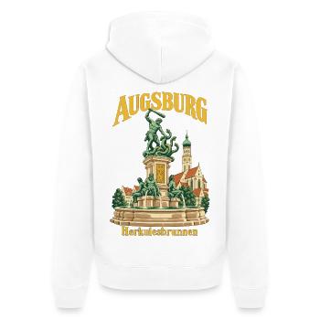 Augsburg Herkulesbrunnen - Unisex Premium Bio Zip Hoodie - Weiß - Hinten - Thijin (182cm)