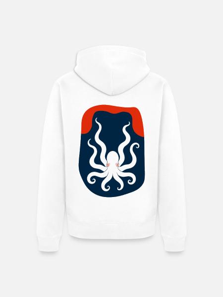 Navy Tintenfisch Wappenschild - Unisex Premium Bio Zip Hoodie - Weiß