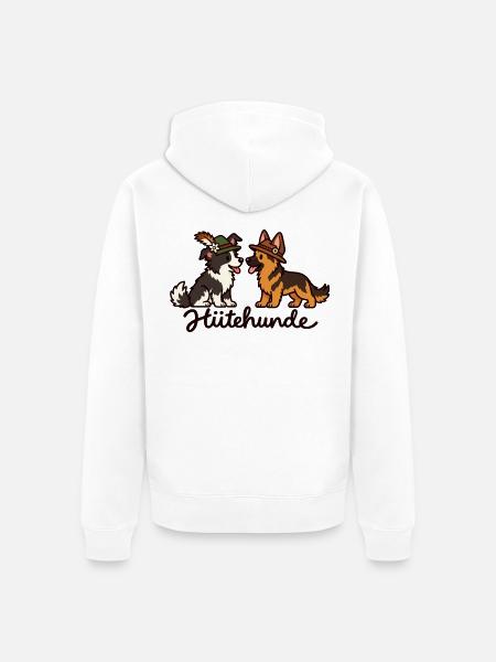 Hütehunde – Border Collie & Schäferhund - Unisex Premium Bio Zip Hoodie - Weiß