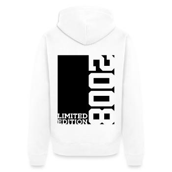LIMITED EDITION 2008 18. GEBURTSTAG - Unisex Premium Bio Zip Hoodie - Weiß - Hinten - Thijin (182cm)