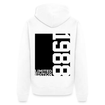LIMITED EDITION 1988 38TH BIRTHDAY - Unisex Premium Organic Zip Hoodie - white - Back - Thijin (182cm)