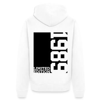 LIMITED EDITION 1989 37TH BIRTHDAY - Unisex Premium Organic Zip Hoodie - white - Back - Thijin (182cm)
