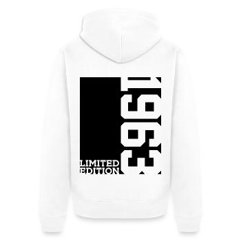 LIMITED EDITION 1963 63. GEBURTSTAG - Unisex Premium Bio Zip Hoodie - Weiß - Hinten - Thijin (182cm)