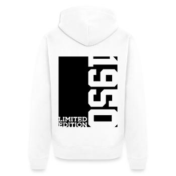 LIMITED EDITION 1950 76TH BIRTHDAY - Unisex Premium Organic Zip Hoodie - white - Back - Thijin (182cm)