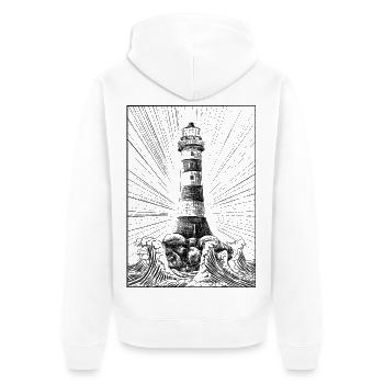 Lighthouse - Unisex Premium Organic Zip Hoodie - white - Back - Thijin (182cm)