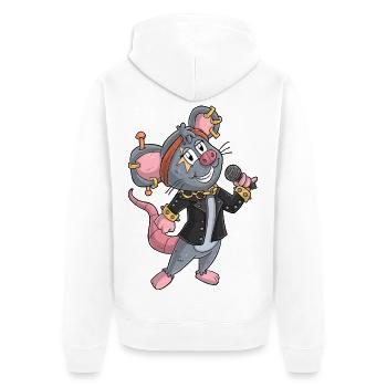 Rockerin / Maus Rockerin - Unisex Premium Bio Zip Hoodie - Weiß - Hinten - Thijin (182cm)