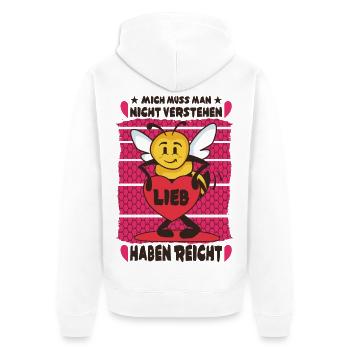 Kleine Biene mit Herz - Unisex Premium Bio Zip Hoodie - Weiß - Hinten - Thijin (182cm)