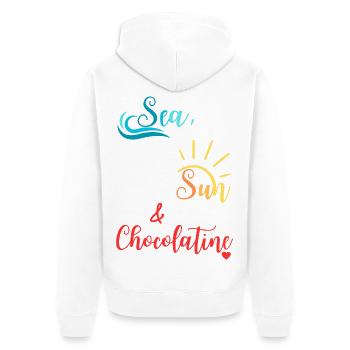 Sea, sun & Chocolatine - Sud-ouest - Pays-basque - Veste à capuche bio Premium Unisexe - blanc - Dos - Thijin (182cm)