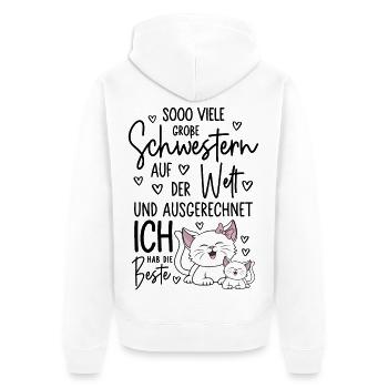 So viele Schwestern Katzen Beste Große Schwester - Unisex Premium Bio Zip Hoodie - Weiß - Hinten - Thijin (182cm)