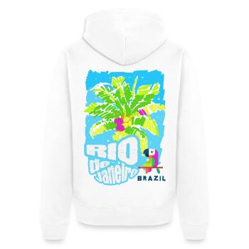 Bunte Palmen Rio de Janeiro, Brasilien - Unisex Premium Bio Zip Hoodie - Weiß - Hinten - Thijin (182cm)