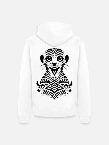 Suricate tribal - Veste à capuche bio Premium Unisexe - blanc