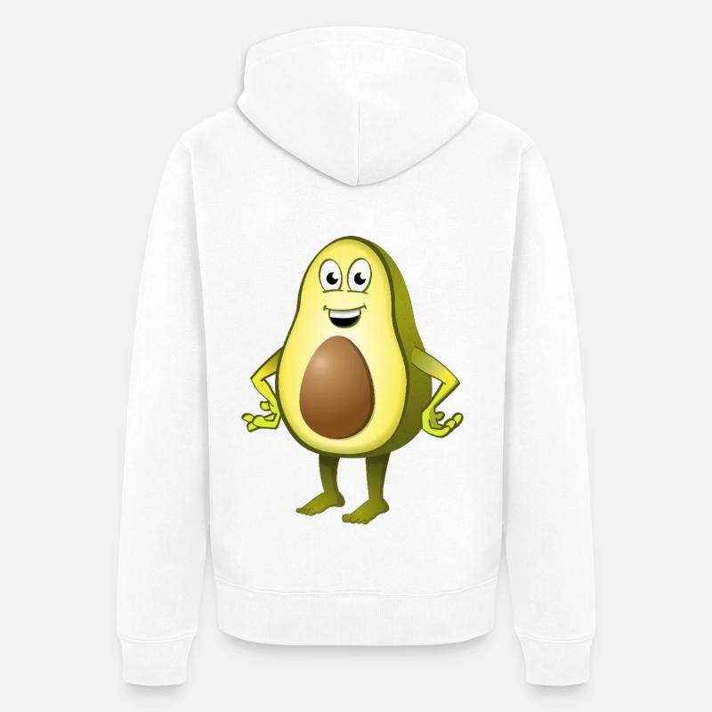 Avocat joyeux avec une expression faciale ludique - Veste à capuche bio Premium Unisexe - blanc