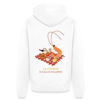 Shrimp à la bonne franquette, French aperitif - Unisex Premium Organic Zip Hoodie - white - Back - Thijin (182cm)