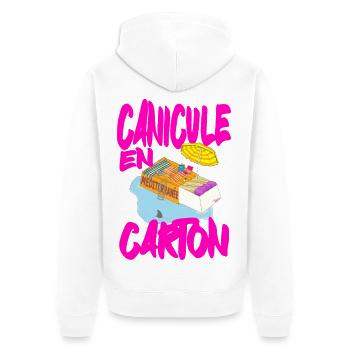 Canicule en Carton , été méditerranéen - Veste à capuche bio Premium Unisexe - blanc - Dos - Thijin (182cm)