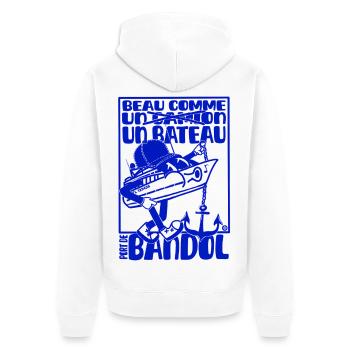 Retro Mittelmeer Bandol Boot Maskottchen - Unisex Premium Bio Zip Hoodie - Weiß - Hinten - Thijin (182cm)
