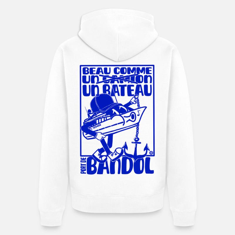 Retro Mittelmeer Bandol Boot Maskottchen - Unisex Premium Bio Zip Hoodie - Weiß