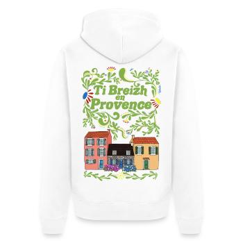 Ti Breizh in Provence - Unisex Premium Bio Zip Hoodie - Weiß - Hinten - Thijin (182cm)
