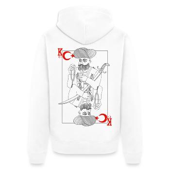 Turkiye Minmalist Sword King Tarot - Unisex Premium Organic Zip Hoodie - white - Back - Thijin (182cm)