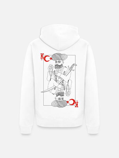Tyrkiet Minmalist Sværd Konge Tarot - Premium økologisk unisex-hættejakke - hvid