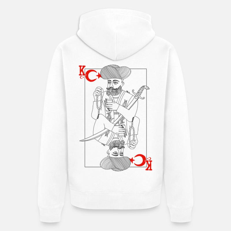 Tarot Roi d’Épée Turkiye Minmaliste - Veste à capuche bio Premium Unisexe - blanc