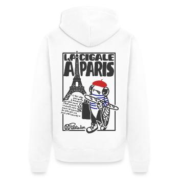 Cigale Paris - Unisex Premium Bio Zip Hoodie - Weiß - Hinten - Thijin (182cm)