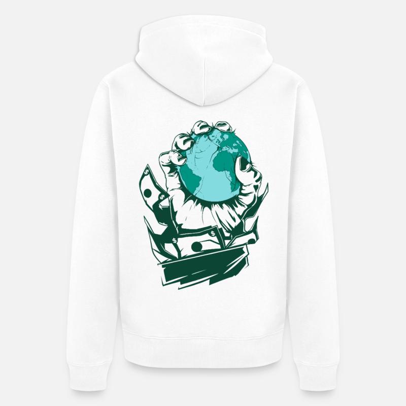 BasedWear - Main de la cupidité - Veste à capuche bio Premium Unisexe - blanc