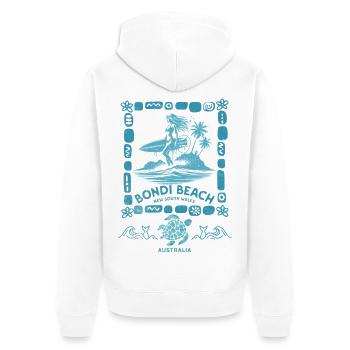 Bondi Beach Turquoise Palm Island - Unisex Premium Organic Zip Hoodie - white - Back - Thijin (182cm)