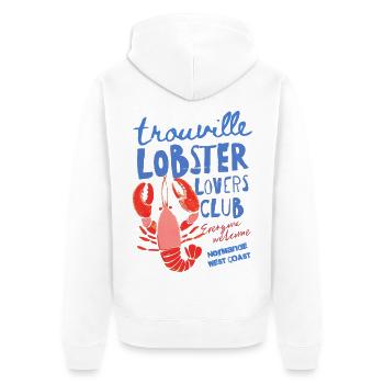Trouville Lobster Lovers Club - Unisex Premium Organic Zip Hoodie - white - Back - Thijin (182cm)