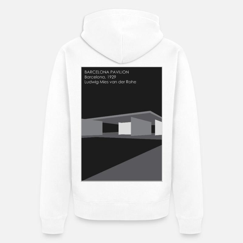 Architecture moderne : Pavillon de Barcelone - Veste à capuche bio Premium Unisexe - blanc