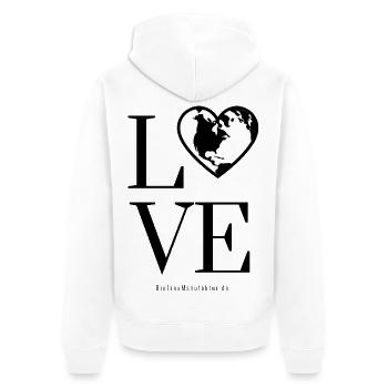LOVE inside I Da ist Liebe drinnen. PowerStatement - Unisex Premium Bio Zip Hoodie - Weiß - Hinten - Thijin (182cm)