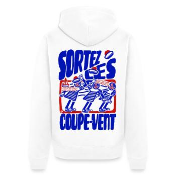 Sortez les coupe vent rétro bleu blanc rouge - Veste à capuche bio Premium Unisexe - blanc - Dos - Thijin (182cm)