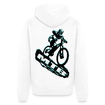 MTB bike - Unisex Premium Bio Zip Hoodie - Weiß - Hinten - Thijin (182cm)