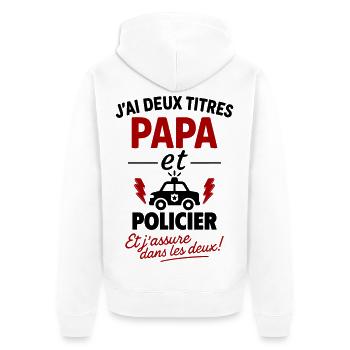Vater-und-Polizist-Weihnachts-Vatertagsgeschenk-Idee - Unisex Premium Bio Zip Hoodie - Weiß - Hinten - Thijin (182cm)