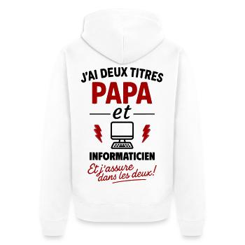 Vater und Informatiker schenken dem Vatertag Weihnachten ein Geschenk - Unisex Premium Bio Zip Hoodie - Weiß - Hinten - Thijin (182cm)