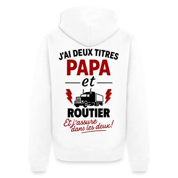 Dad and Truck Driver Gift Idea - Unisex Premium Organic Zip Hoodie - white - Back - Thijin (182cm)