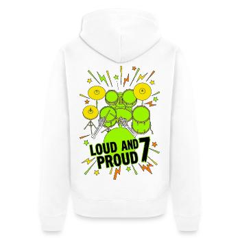 Loud And Proud 7 Drums - Veste à capuche bio Premium Unisexe - blanc - Dos - Thijin (182cm)