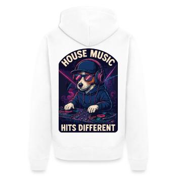 Jack Russell Terrier DJ Platines Cadeau de la maison - Veste à capuche bio Premium Unisexe - blanc - Dos - Thijin (182cm)
