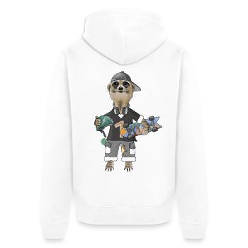 Savannen_Skater_Erdmaennchen - Unisex Premium Organic Zip Hoodie - white - Back - Thijin (182cm)