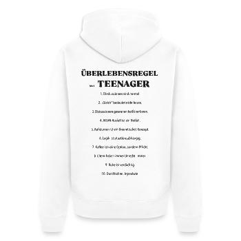 Überlebensregel mit Teenager - Unisex Premium Bio Zip Hoodie - Weiß - Hinten - Thijin (182cm)