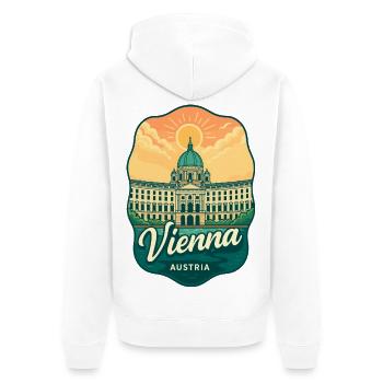 Vienna Austria Hofburg Sunset Retro Travel Badge - Unisex Premium Organic Zip Hoodie - white - Back - Thijin (182cm)