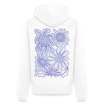Floral Linework Bloom - Unisex Premium Organic Zip Hoodie - white - Back - Thijin (182cm)