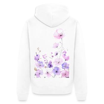 Pastell Wildblumen im sanften Blumen Garten - Unisex Premium Bio Zip Hoodie - Weiß - Hinten - Thijin (182cm)