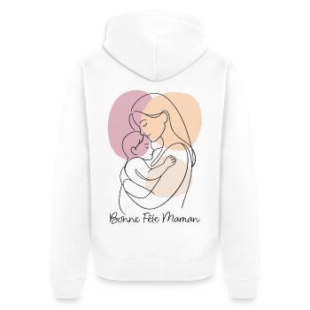 Dessin au Trait Étreinte maternelle Fête des mères - Veste à capuche bio Premium Unisexe - blanc - Dos - Thijin (182cm)